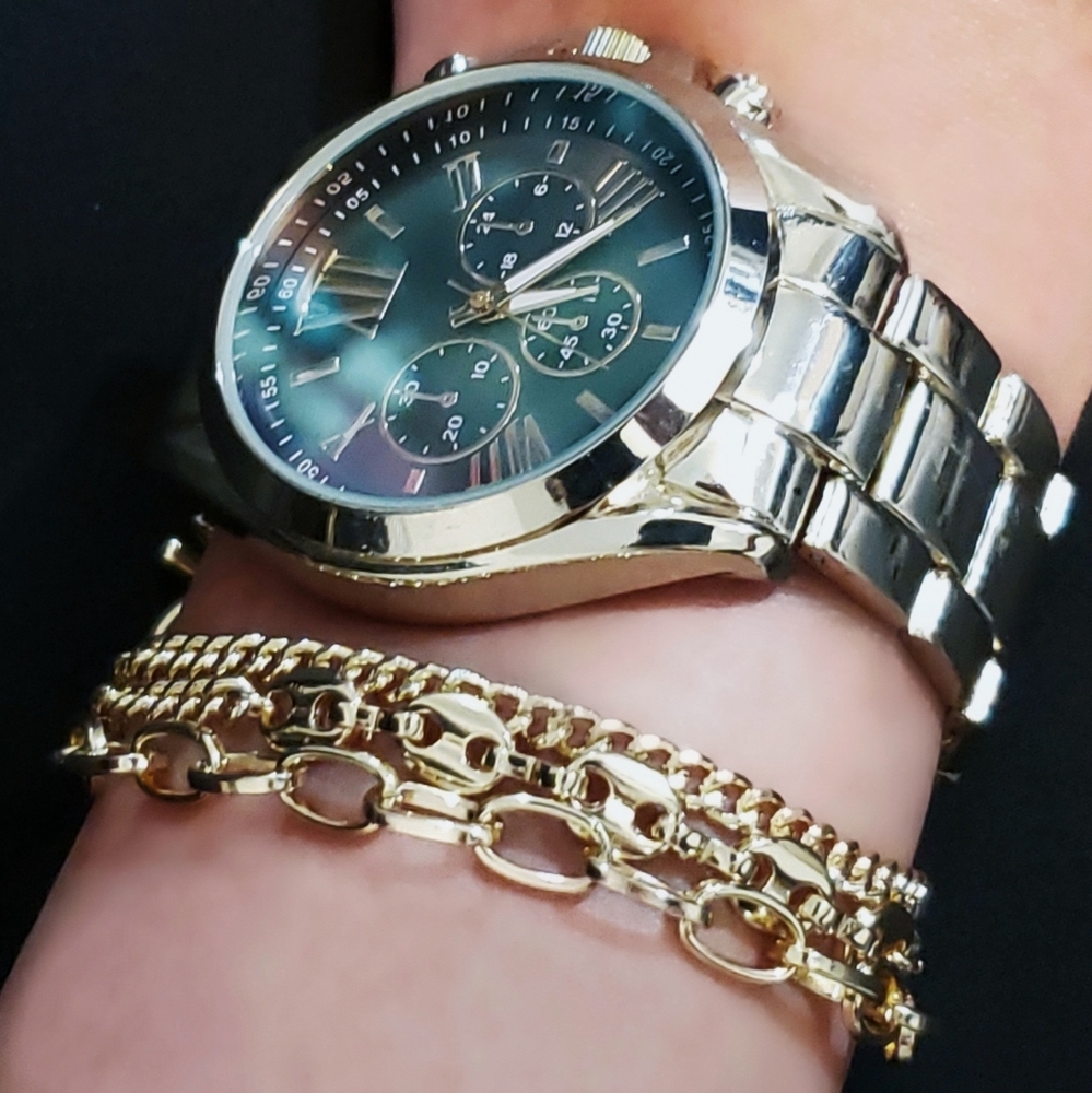 Layered Goldtone Chain Bracelet w/ Toggle Closure